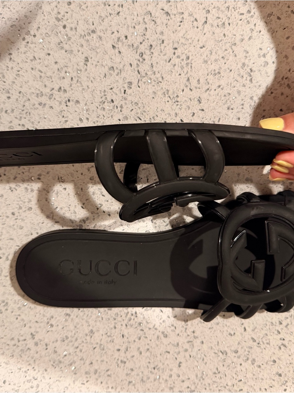 Gucci Matte Black Interlocking G Slide Sandals - Picture 5 of 6